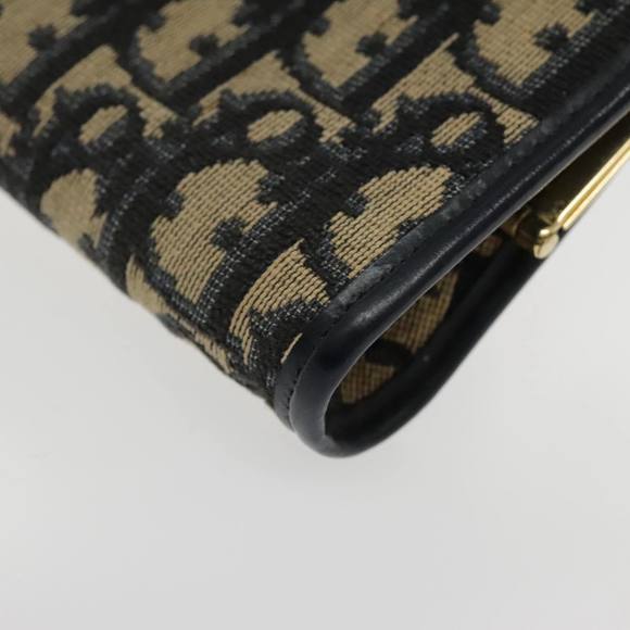 Christian Dior Trotter Canvas Pouch Navy Gold Auth 94733 - Picture 11 of 16